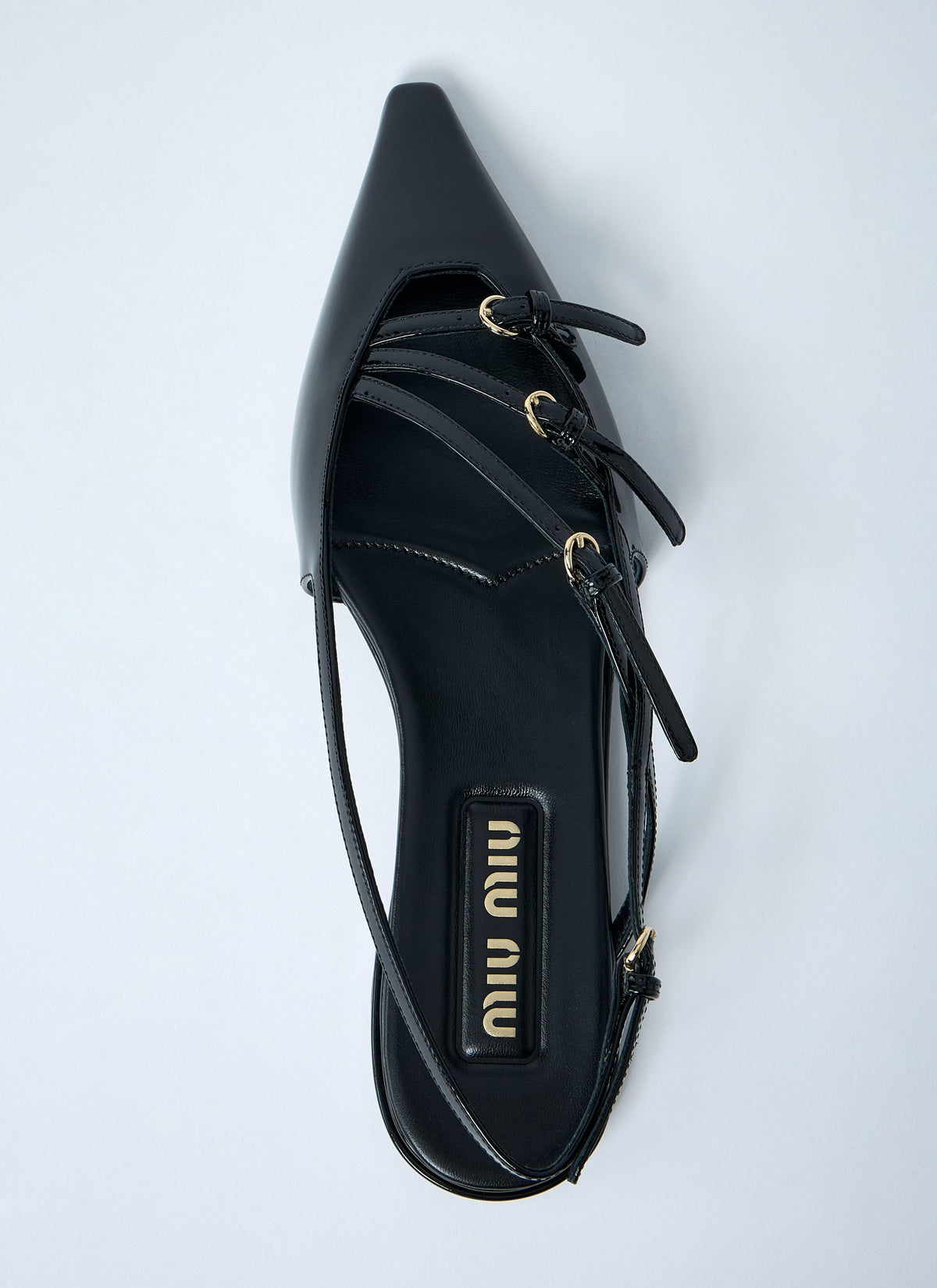Miu Miu Women Patent Leather Slingback Ballerina Flats