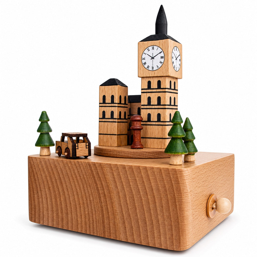 Big Ben, London Musical Figurine with Moving Magnetic Car
