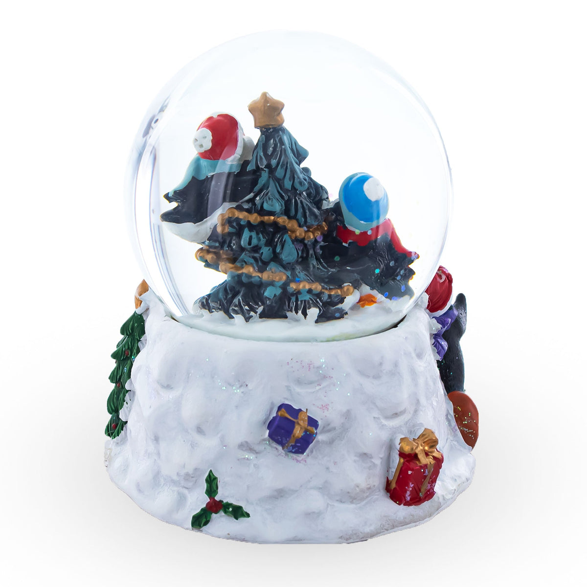 Penguins' Festive Tree Celebration Snow Water Globe