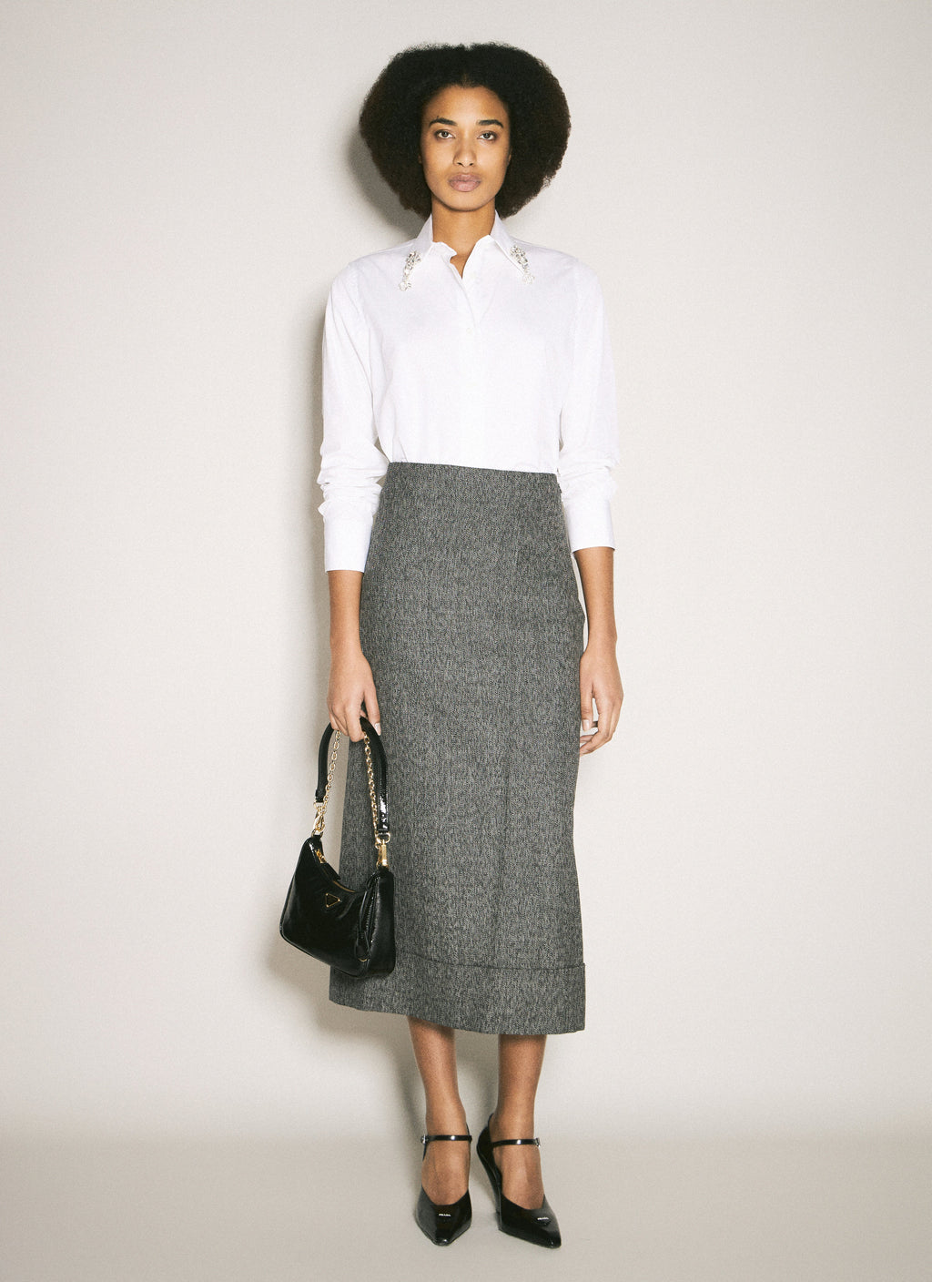 Prada Women Embroidered Poplin Shirt