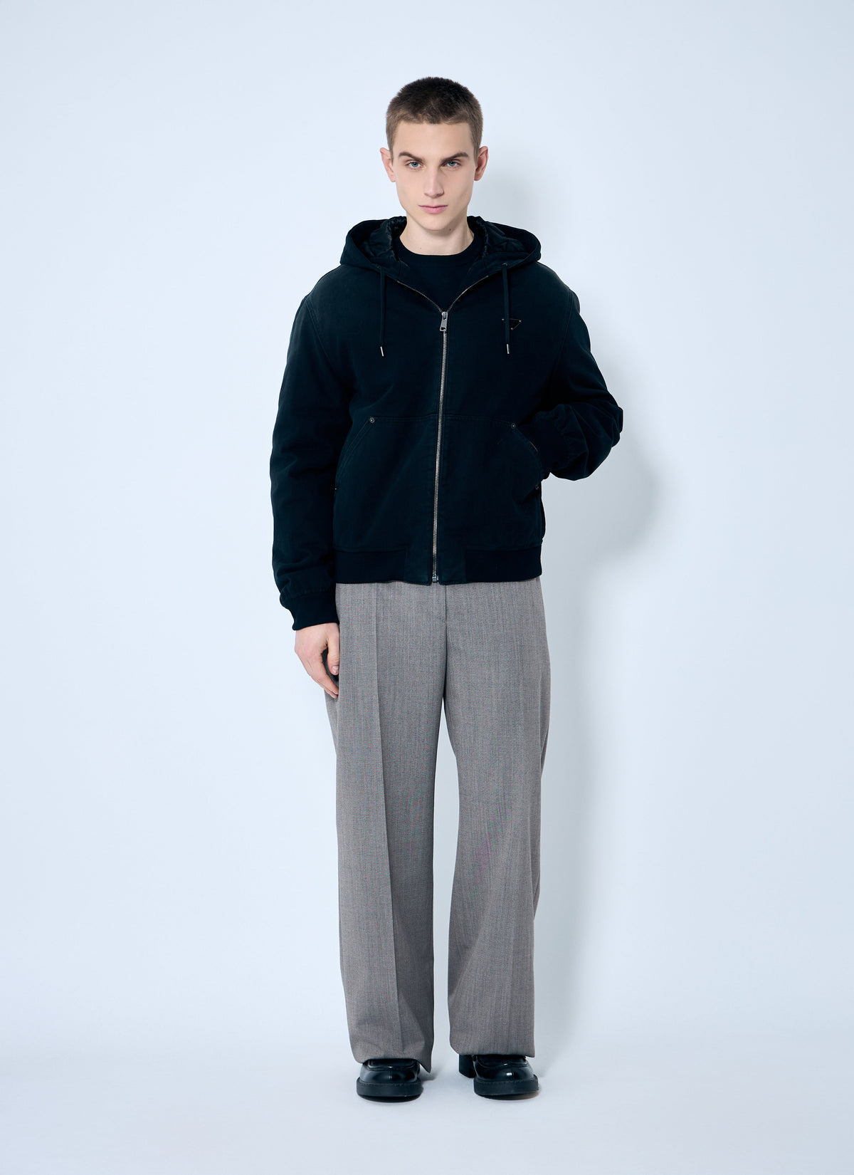 Prada Men Belted Tailored Wool-Blend Pants