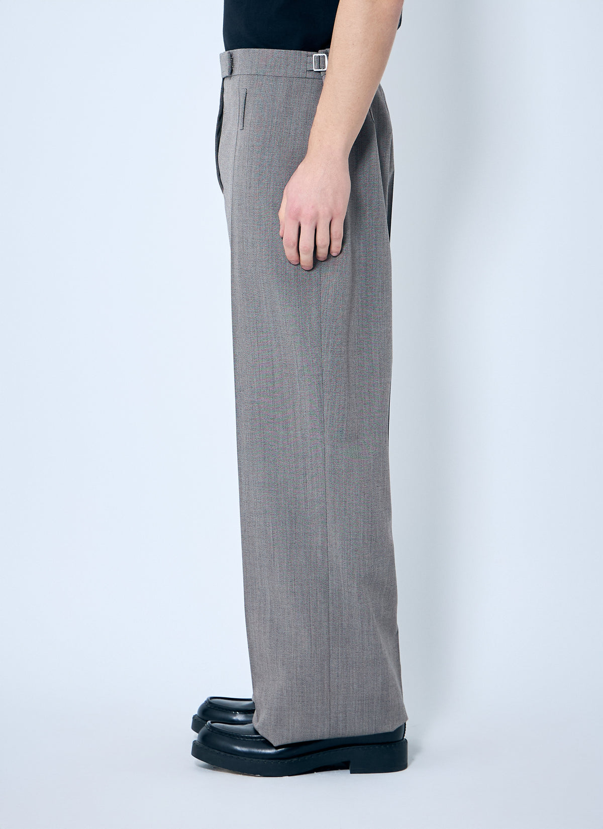 Prada Men Belted Tailored Wool-Blend Pants