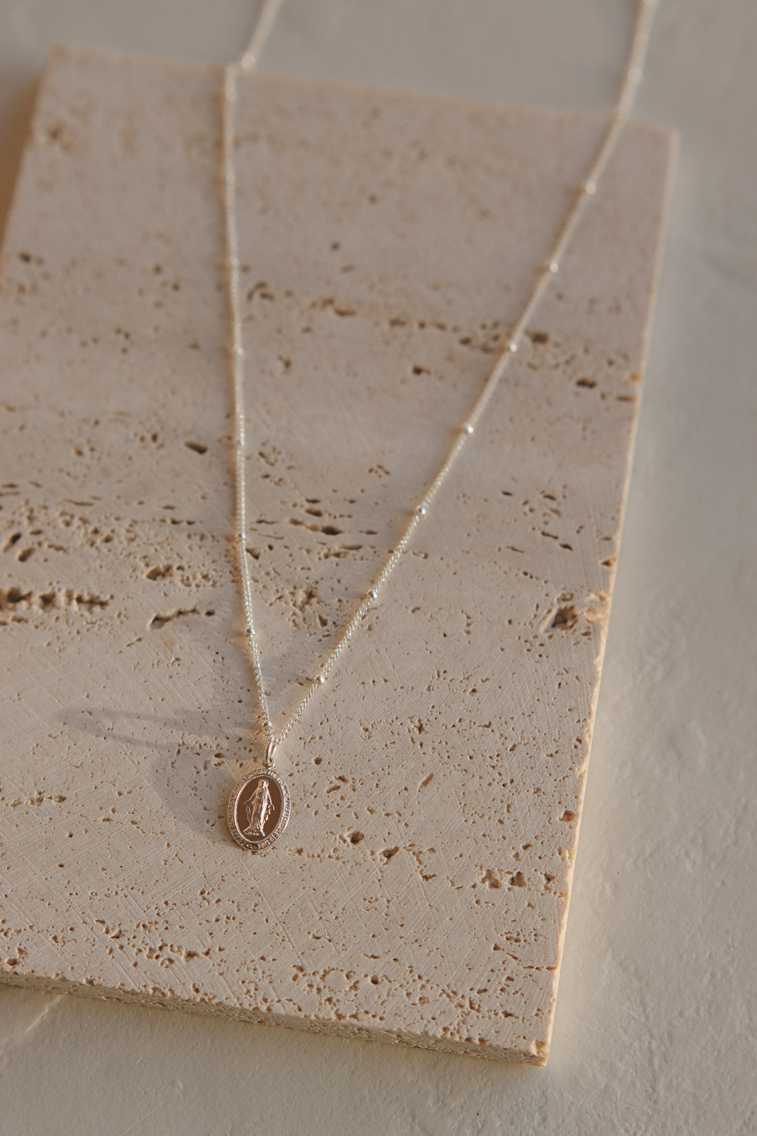 Dainty Miraculous Medal Necklace in Silver