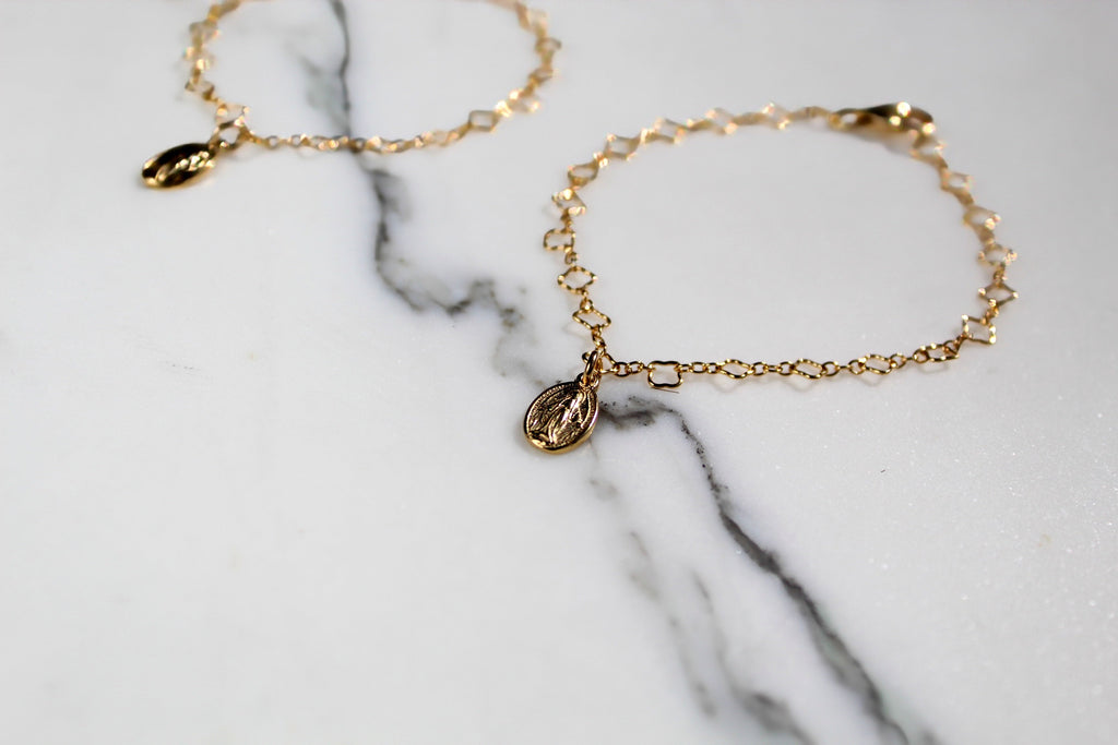 Miraculous Medal Floral Bracelet