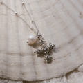 Coptic Cross & Pearl Necklace in Silver