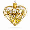 Regal Gold Filigree Heart Glass Ornament