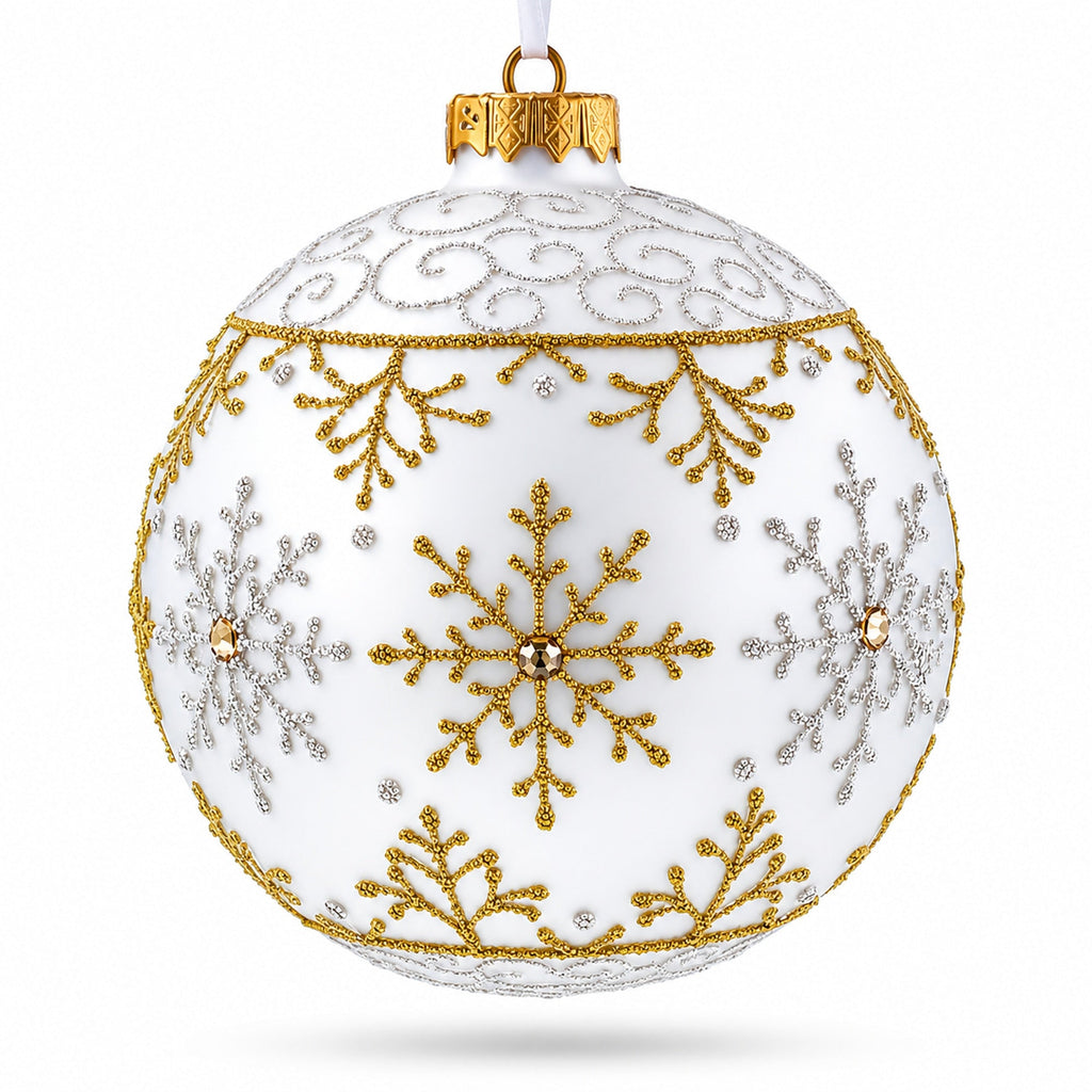 Vintage-Style Reflector on White Ball Christmas Ornament