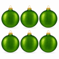 Set of 6 Matte Green Flat Disc Glass Christmas Ornaments 3 Inches