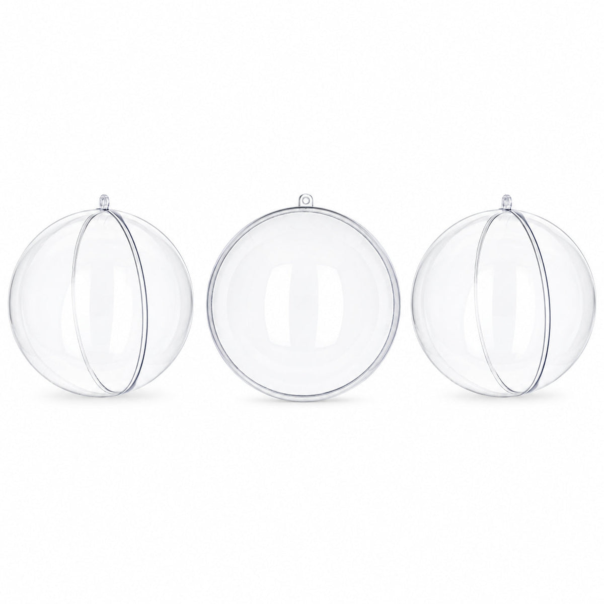 Set of 3 Clear Plastic Ball Ornaments 3.45 Inches (88 mm)