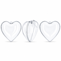 Set of 3 Clear Plastic Heart Ornaments 3.05 Inches