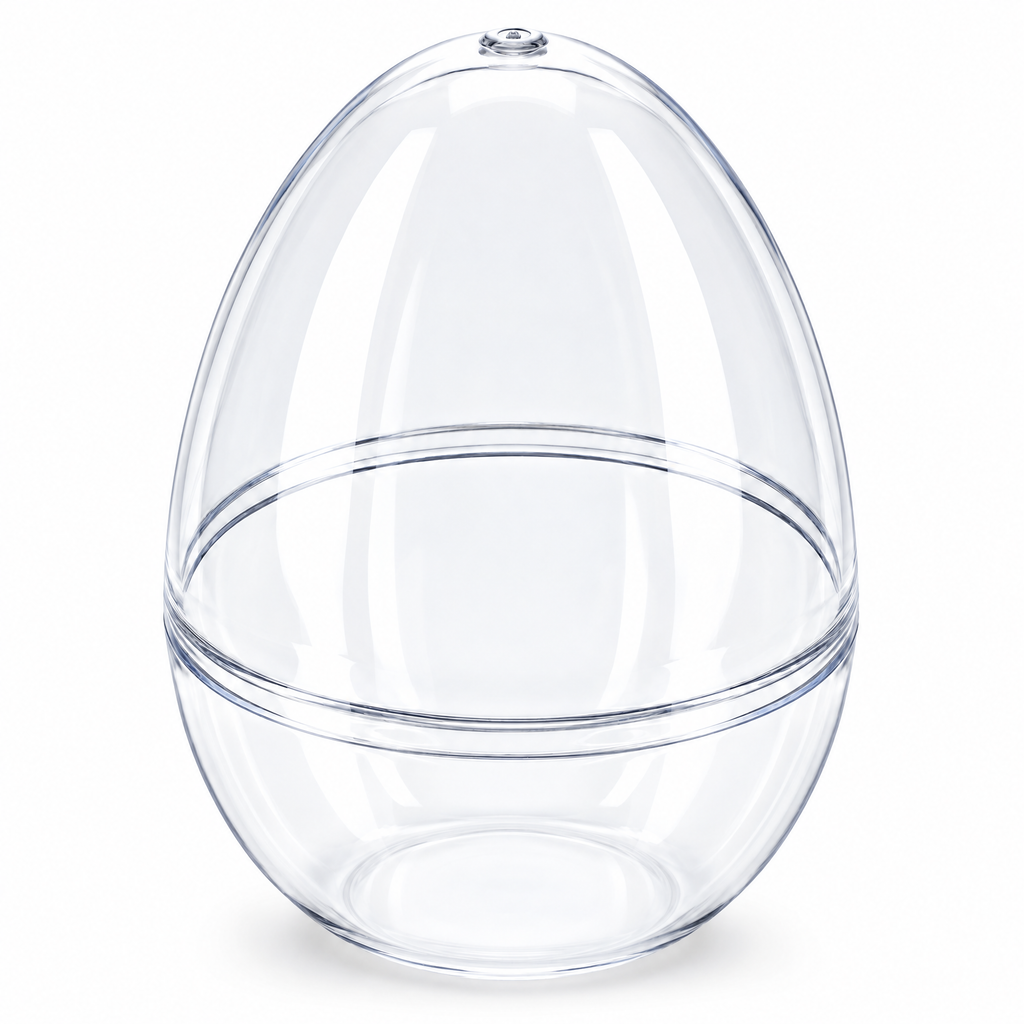 Set of 3 Clear Plastic Standing Egg Ornaments 3.58 Inches (91 mm)