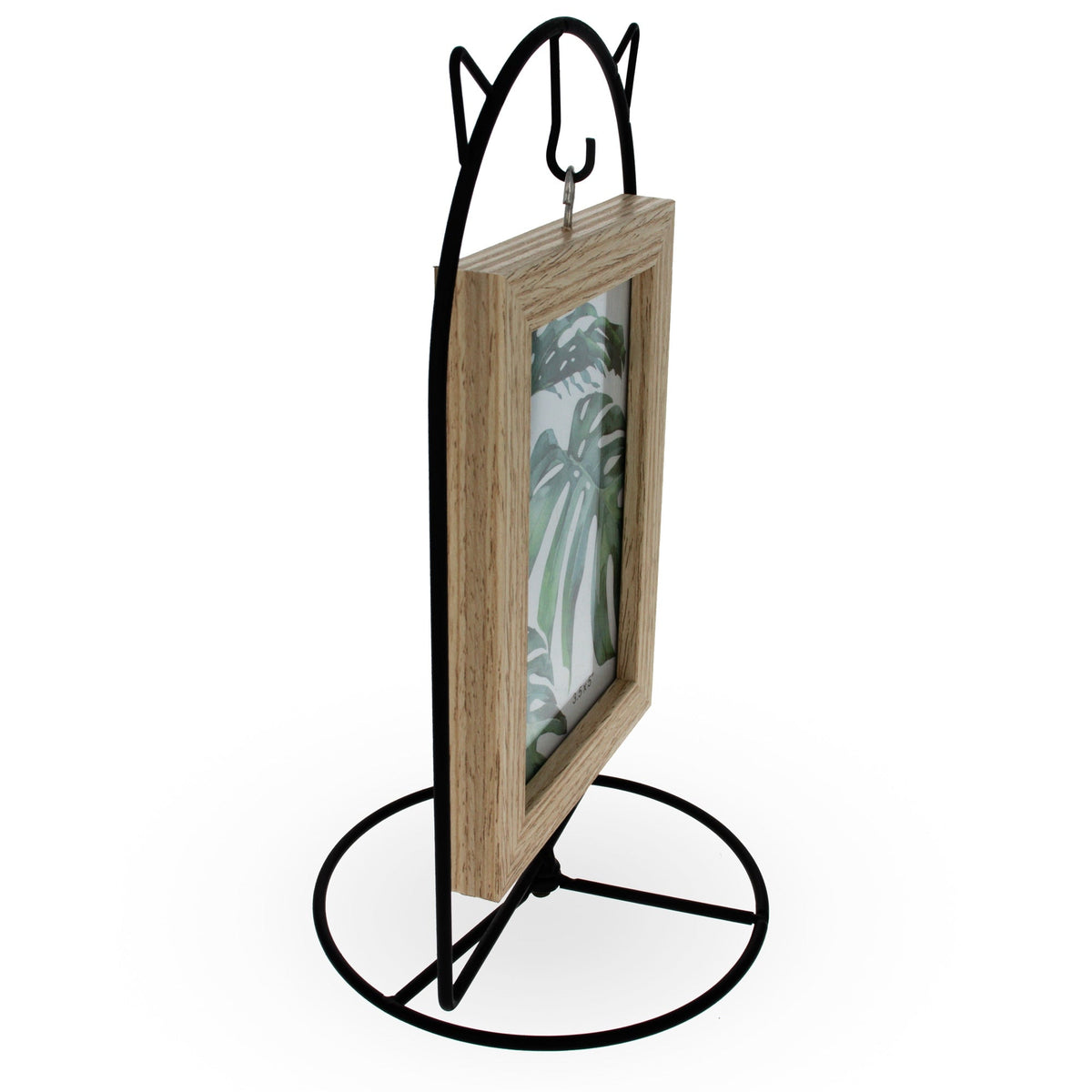 Black Cat Hanging Photo Picture Frame and Metal Ornament Stand 9.25 Inches