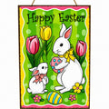 Easter Bunny Decorative Wall Sign Spring Egg Hunt Hanging Plaque with Flowers 10 Inches Tall