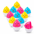 Set of 12 Hatching Chick Easter Eggs - Fillable Upright Plastic Hunt Supply