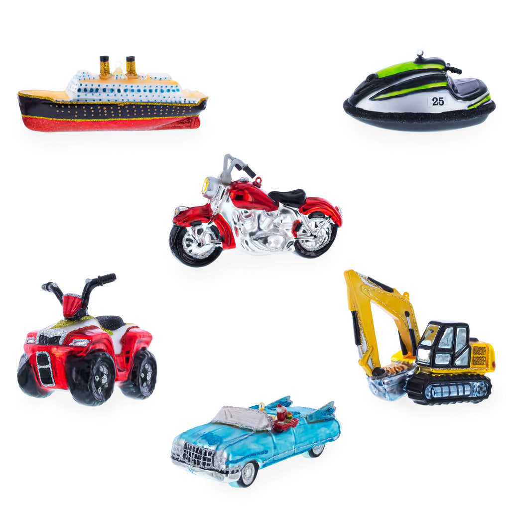 Industrial Steamroller Construction Road Roller Glass Christmas Ornament