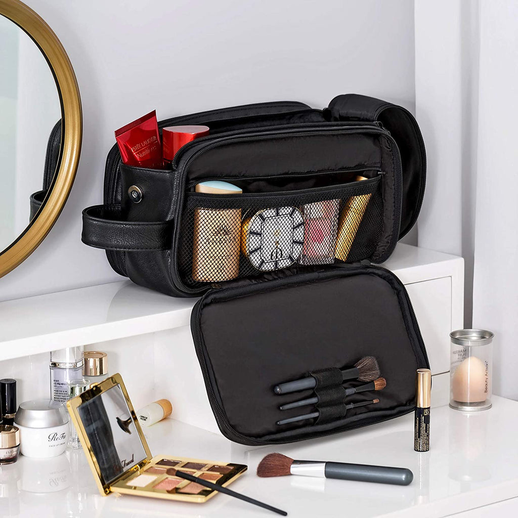 Groomsmen Gift Toiletry Bag, Vegan Leather Dopp Kit, Water-Resistant Bathroom Toiletries Organizer, PU Leather Cosmetic Bags, Christmas Gift