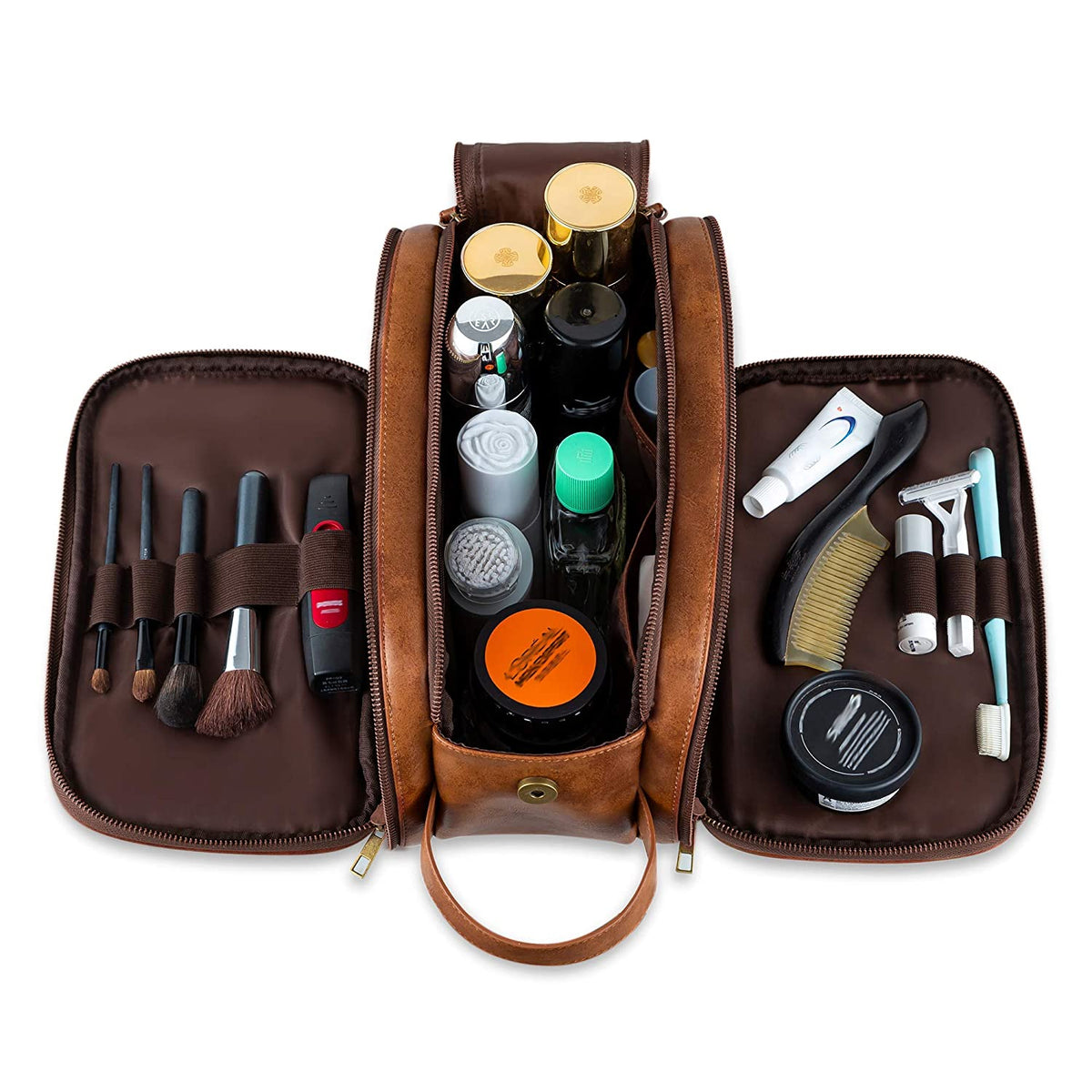 Groomsmen Gift Toiletry Bag, Vegan Leather Dopp Kit, Water-Resistant Bathroom Toiletries Organizer, PU Leather Cosmetic Bags, Christmas Gift