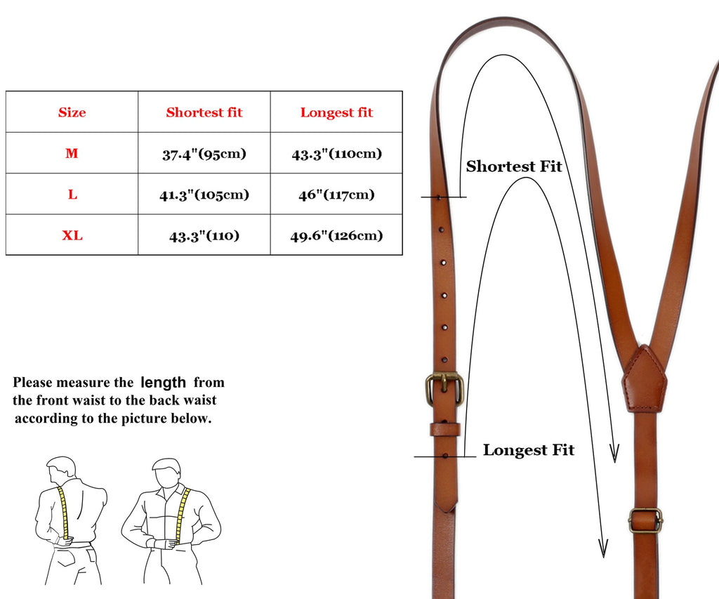 Mens Leather Suspenders Adjustable Leather Braces with 4 Metal Hook Clips Wedding Party Suspenders Groomsmen Gift